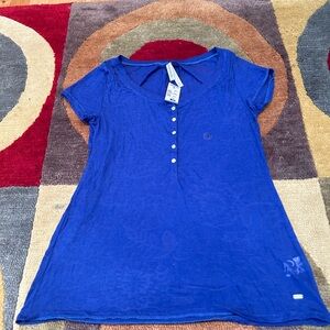 NWT Aeropostale Y2K Vintage Short Sleeve Henley Top Thin Burnout Purple Medium